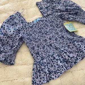 NWT Cece blue peplum top sz XS